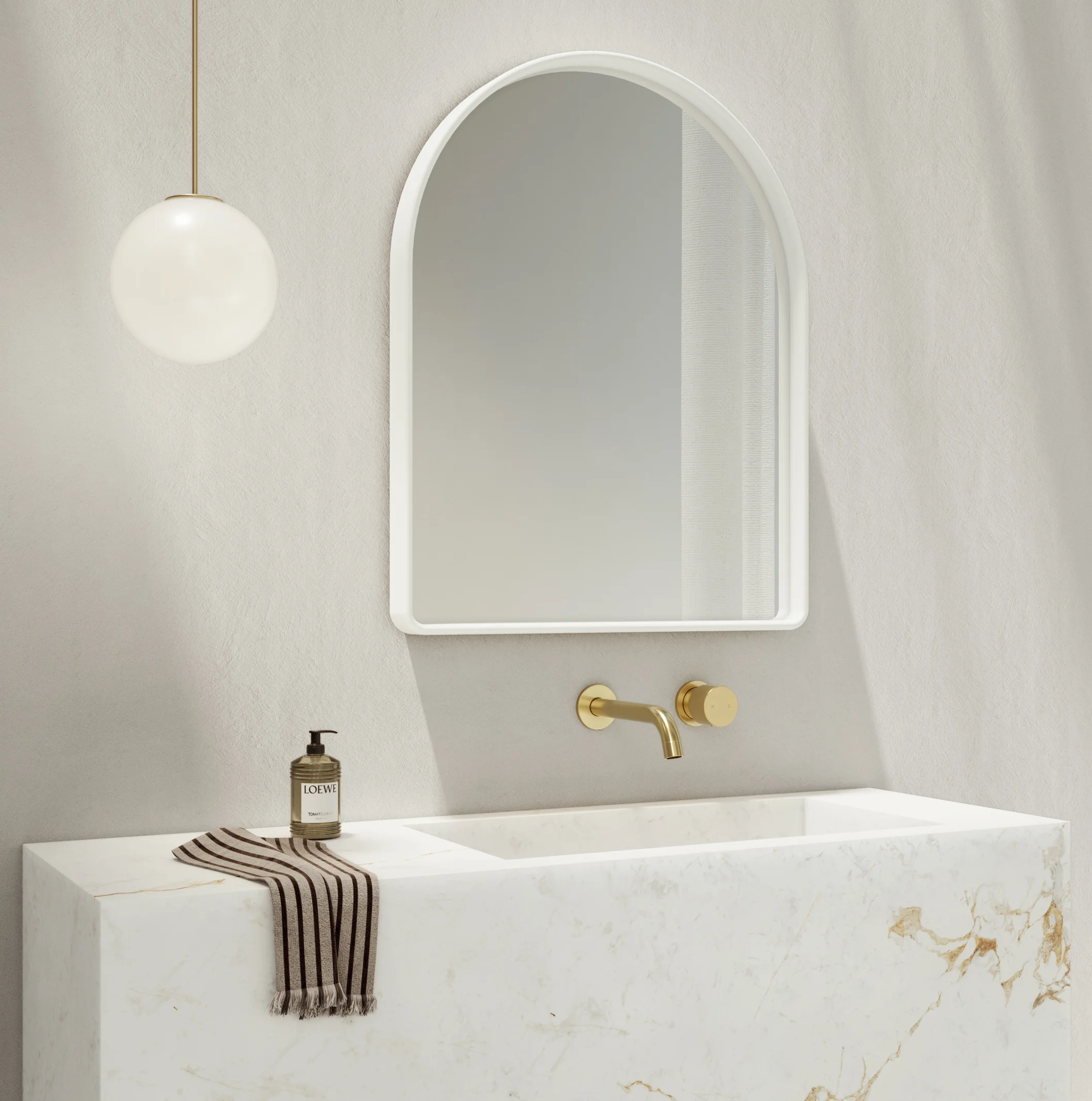 Arch Wall Mirror 600 x 750mm - Matte White (Solid Surface) | (NZ) ABI ...
